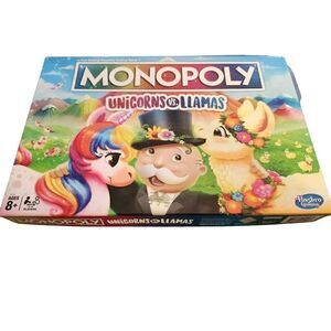 Monopoly Hasbro Unicorns Vs. Llamas Board Game - Complete